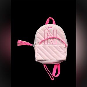 ✨Pink quilted mini backpack with silver hardware and logo✨